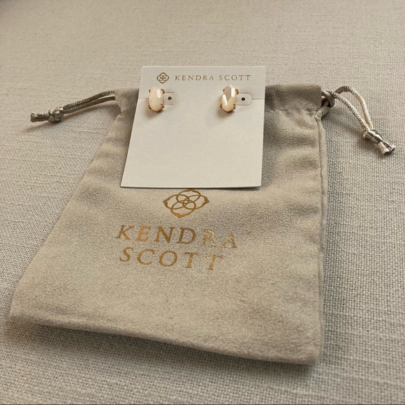 Kendra Scott Betty Stud Earrings White Ivory Mother of Pearl Rose Gold $60 NWT - Picture 4 of 14